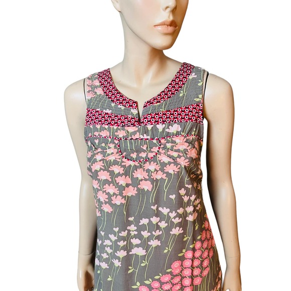 Free People Brown Floral Mini Dress Sz 4 Rayon 100% Hidden Zipper at Side - Picture 8 of 12